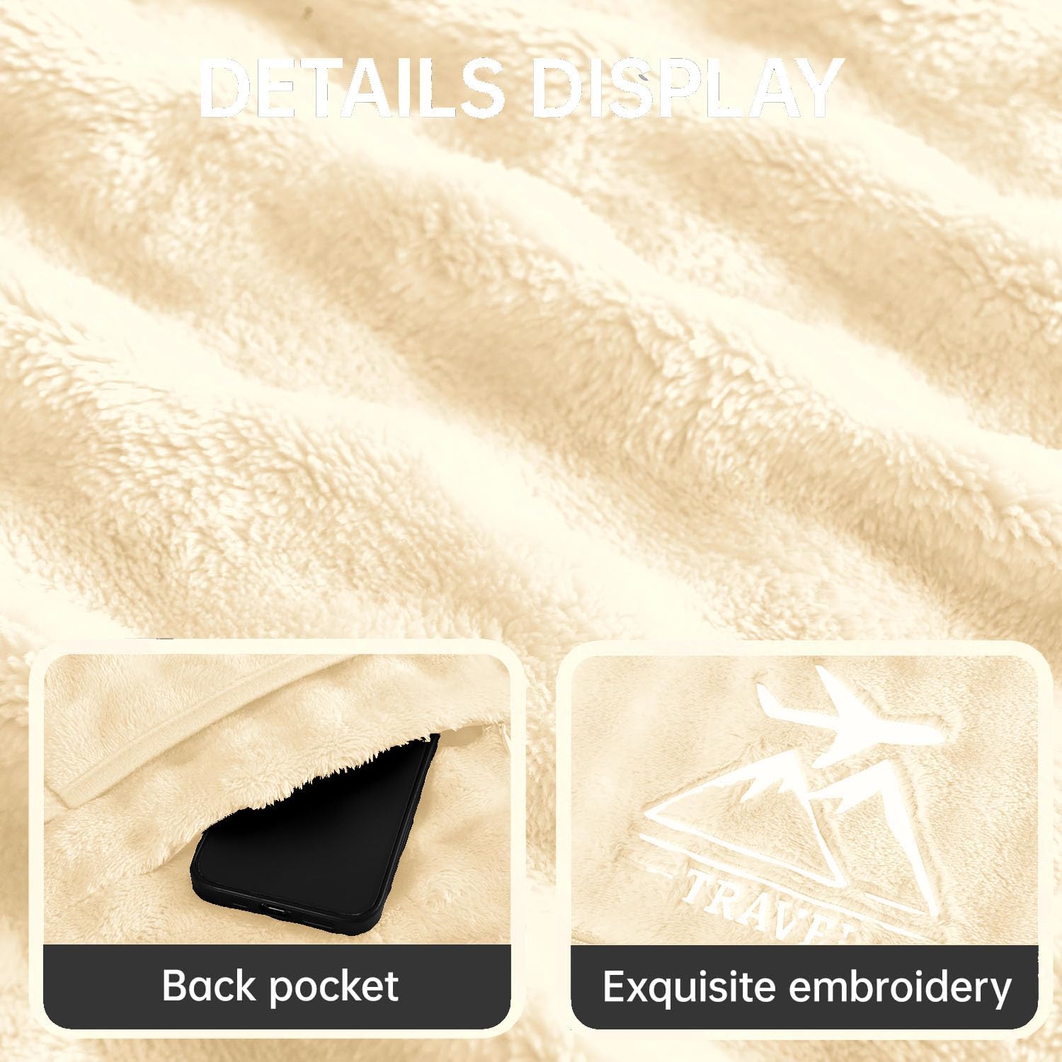 Travel Blanket and Pillow-2-in-1, Ultra-Soft&Compact, Airplane Blanket with Hand Luggage Belt and Backpack Clip,Travelers Accessories Gifts, 61x43 Inches(White) - Image 9