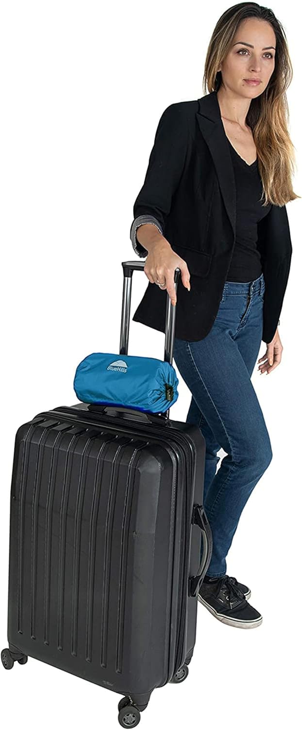 BlueHills Ultra Compact Travel Blanket in Portable Case Premium Soft Large Airplane Blanket Flight Essentials for Car Plane Train Hotel Layover Peacock Teal C004 - Image 7