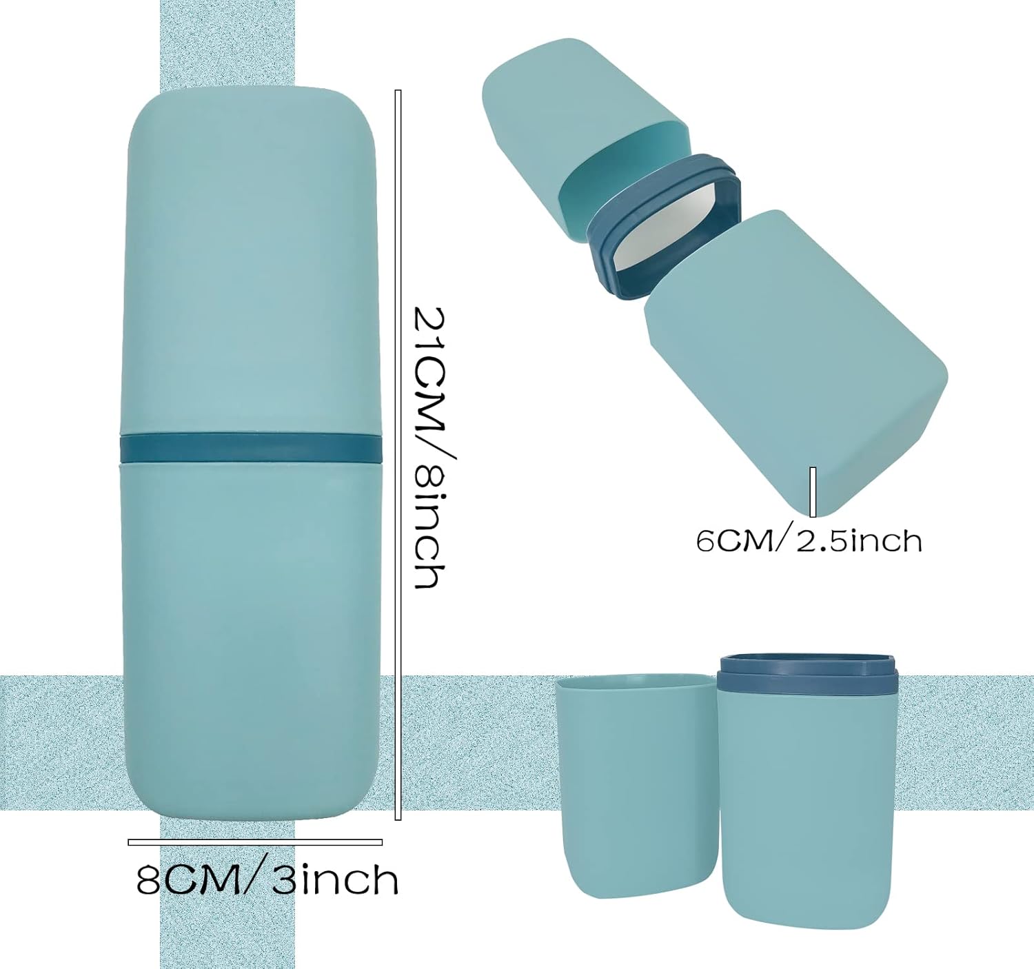Travel Toothbrush & Toothpaste Case, Toothbrush Travel Holder with Cup Portable Travel Toothbrush Case Holder Toothbrush Travel Container for Camping School Business Trip Bathroom - Image 2